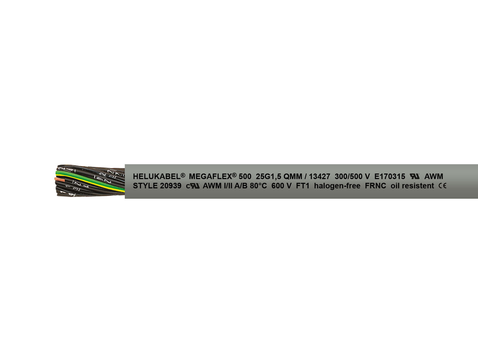 Cable HELUKABEL MEGAFLEX® 500 gris 5 G 4 mm²