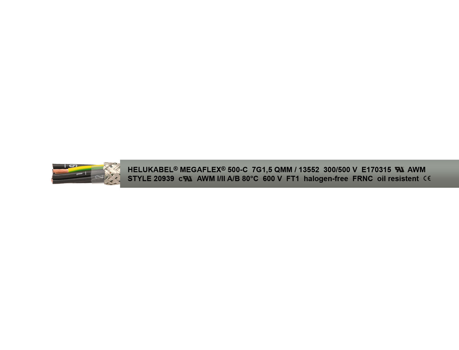 Cable HELUKABEL MEGAFLEX® 500-C gris 7 G 1 mm²
