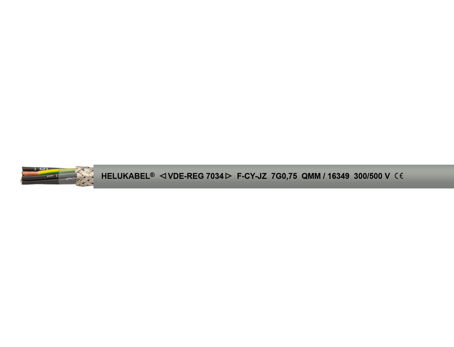 Cable HELUKABEL F-CY-OZ gris 4 x 0,5 mm²