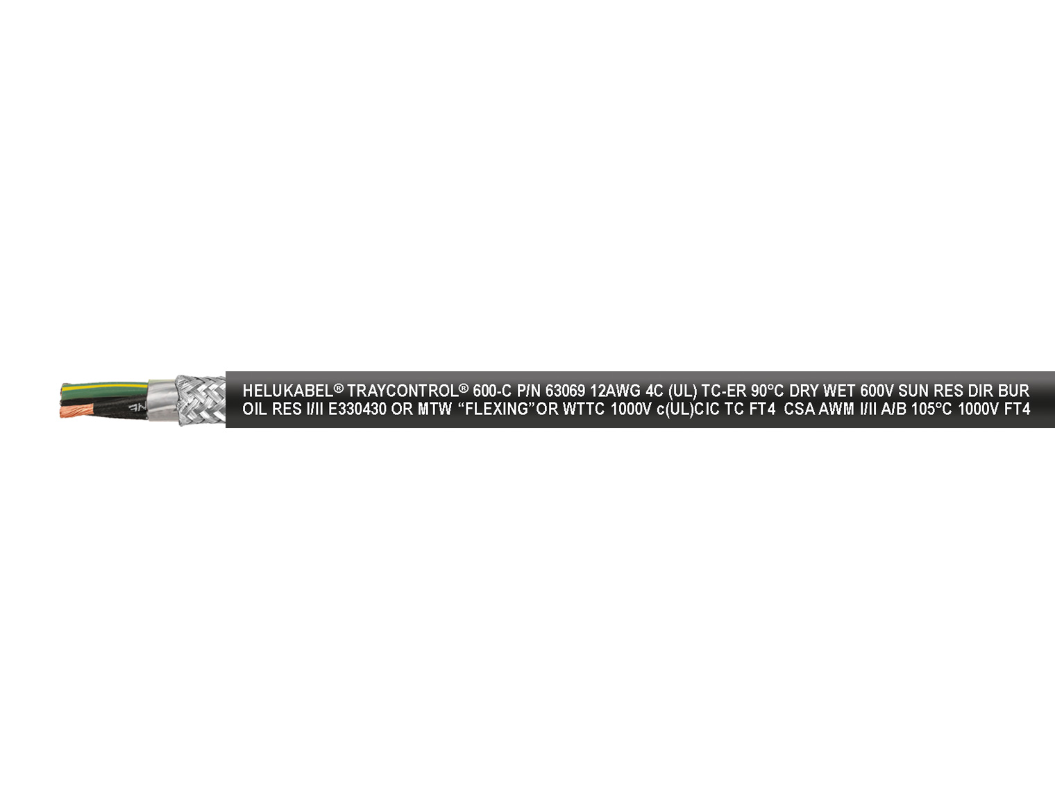 Cable HELUKABEL TRAYCONTROL® 600-C negro 5 G 14 AWG