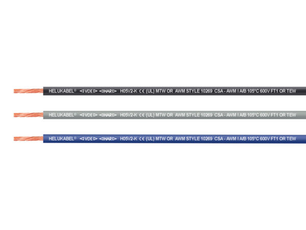 Cable HELUKABEL FIVENORM H05V2-K blanco-azul 1 x 0,5 mm²