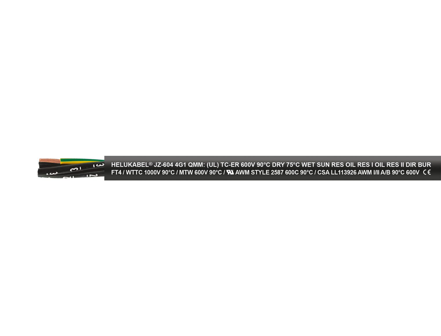 Cable HELUKABEL JZ-604 TC TRAY CABLE negro 4 G 16 mm²