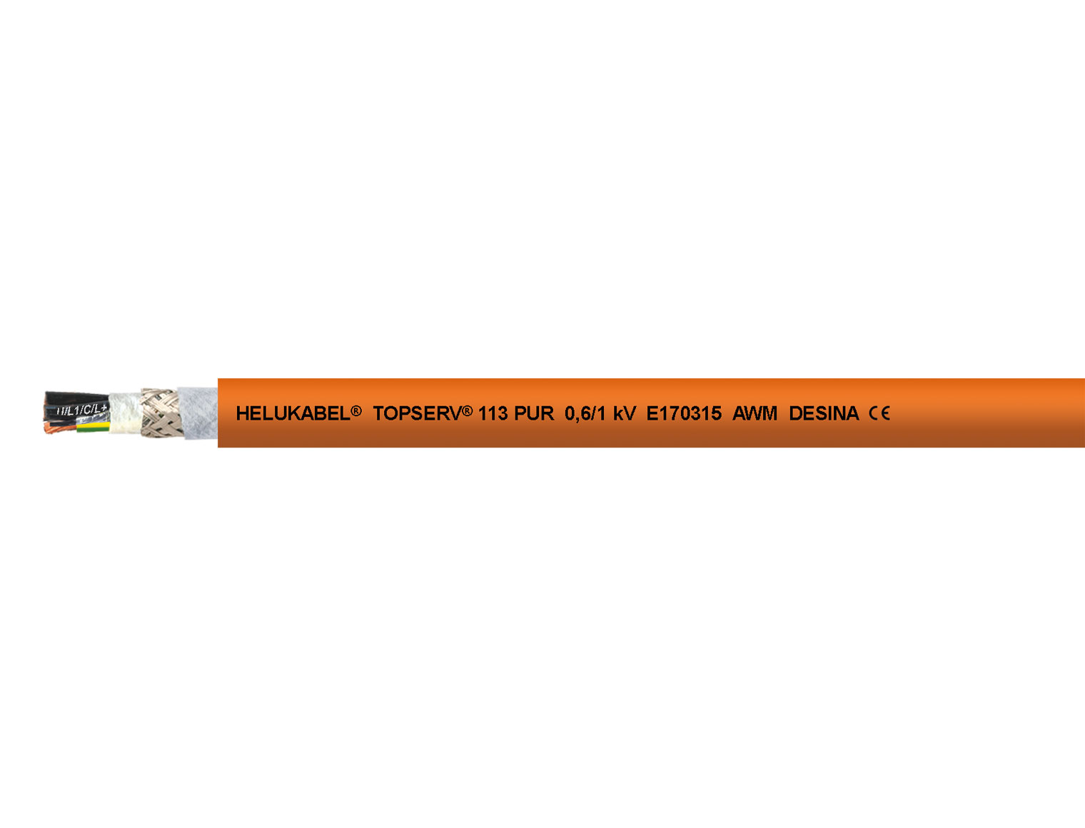 Cable HELUKABEL TOPSERV® 113 PUR (4G1,5 + (2x1,5)C)C orange