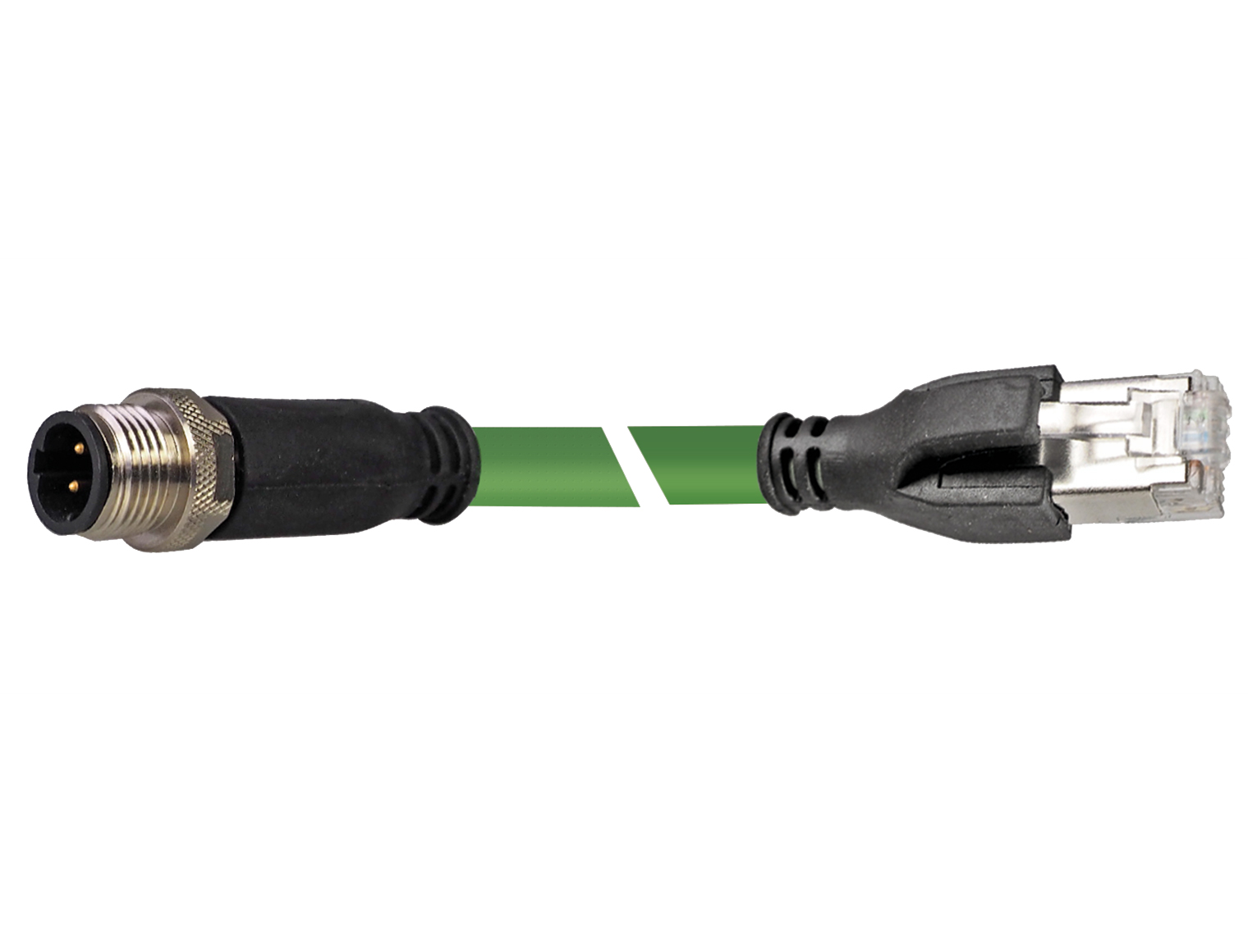 Cable HELUKABEL HELUKAT® CONNECTING SYSTEMS® INDUSTRY PROFInet B RJ45 IP20 180°/ M12-D(male) IP67 180° verde 5m