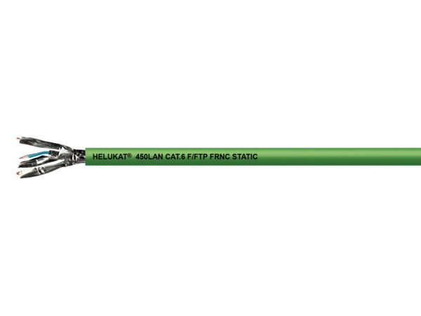 Cable HELUKABEL HELUKAT® 450 CAT,6 F/FTP duplex FRNC STATIC verde 2 x (4 x 2 x AWG 24 /1)