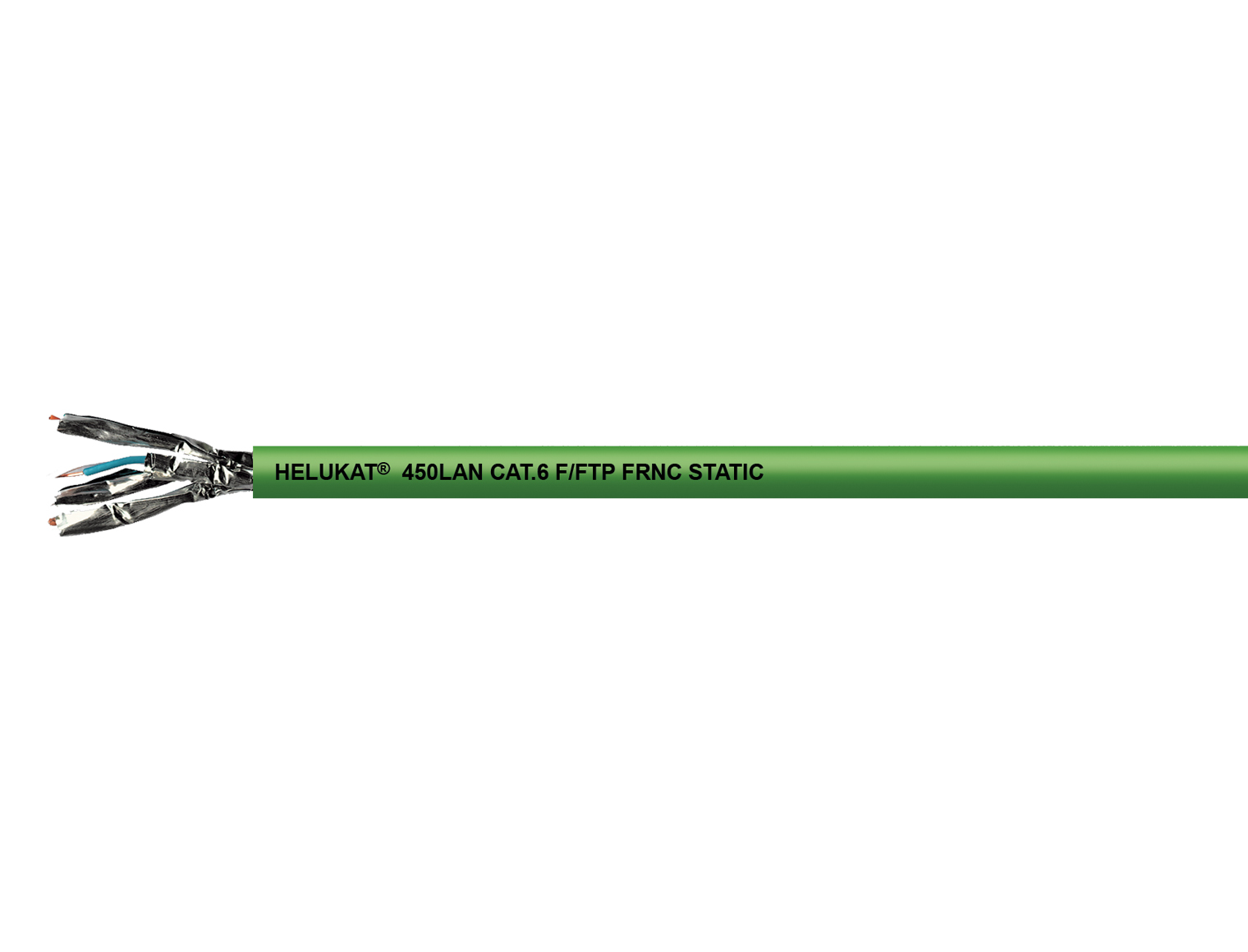 Cable HELUKABEL HELUKAT® 450 CAT,6 F/FTP duplex FRNC STATIC verde 2 x (4 x 2 x AWG 24 /1)