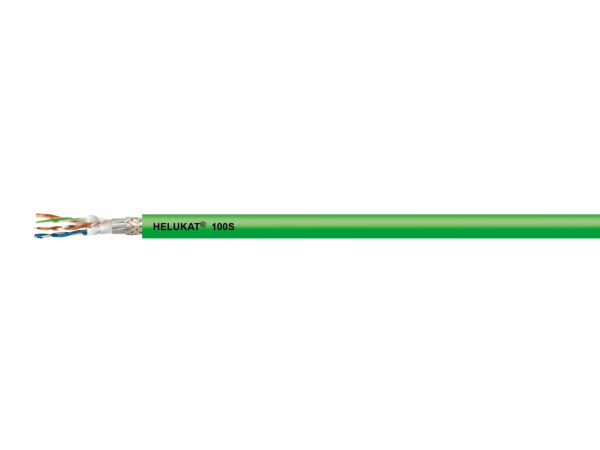 Cable HELUKABEL HELUKAT® 100S CAT.5e 30 V 4P SF/UTP PUR CHAIN verde 4 x 2 x AWG 26 /19